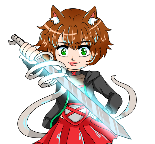 Midnight holding a glowing sword.