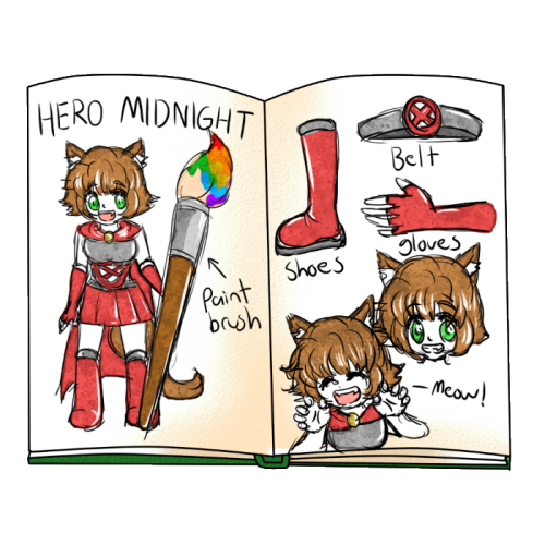 An illustration of a book with diagrams of superhero outfit components.